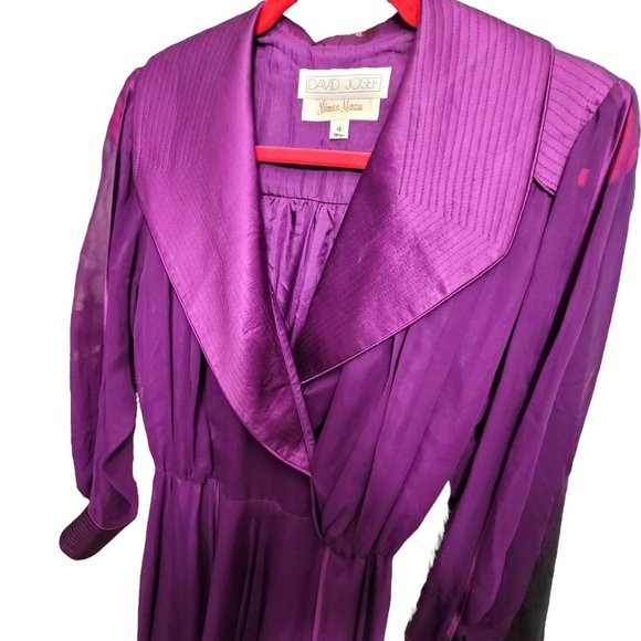 David Josef Neiman-Marcus Dress Vintage Purple Party Cocktail Size 4 JJ1693 - Picture 2 of 13